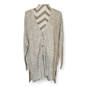 Free People Oversized hi-low Space-Dye Snap Button Cardigan Boho Coastal Size Lg